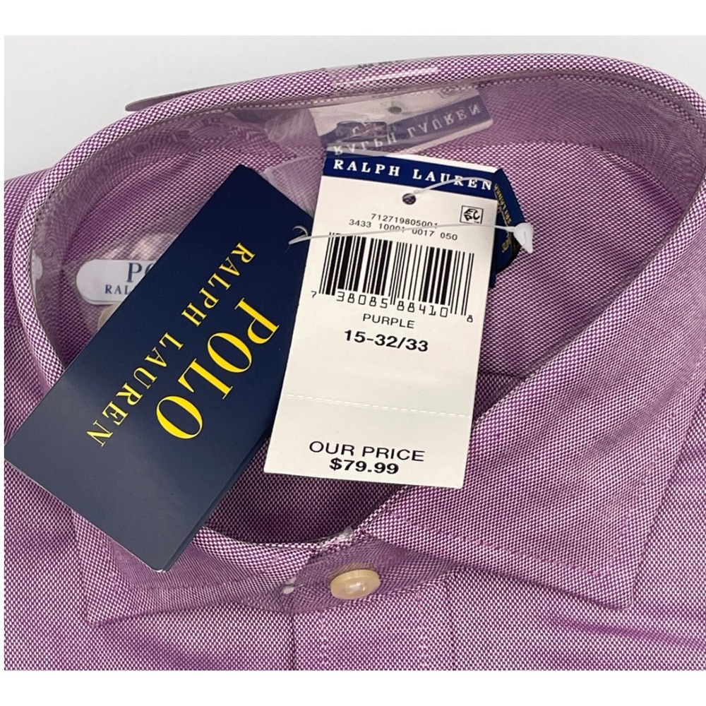 Polo Ralph Lauren Slim Fit Spread Collar Dress Shirt Purple 15 32/33 NWT